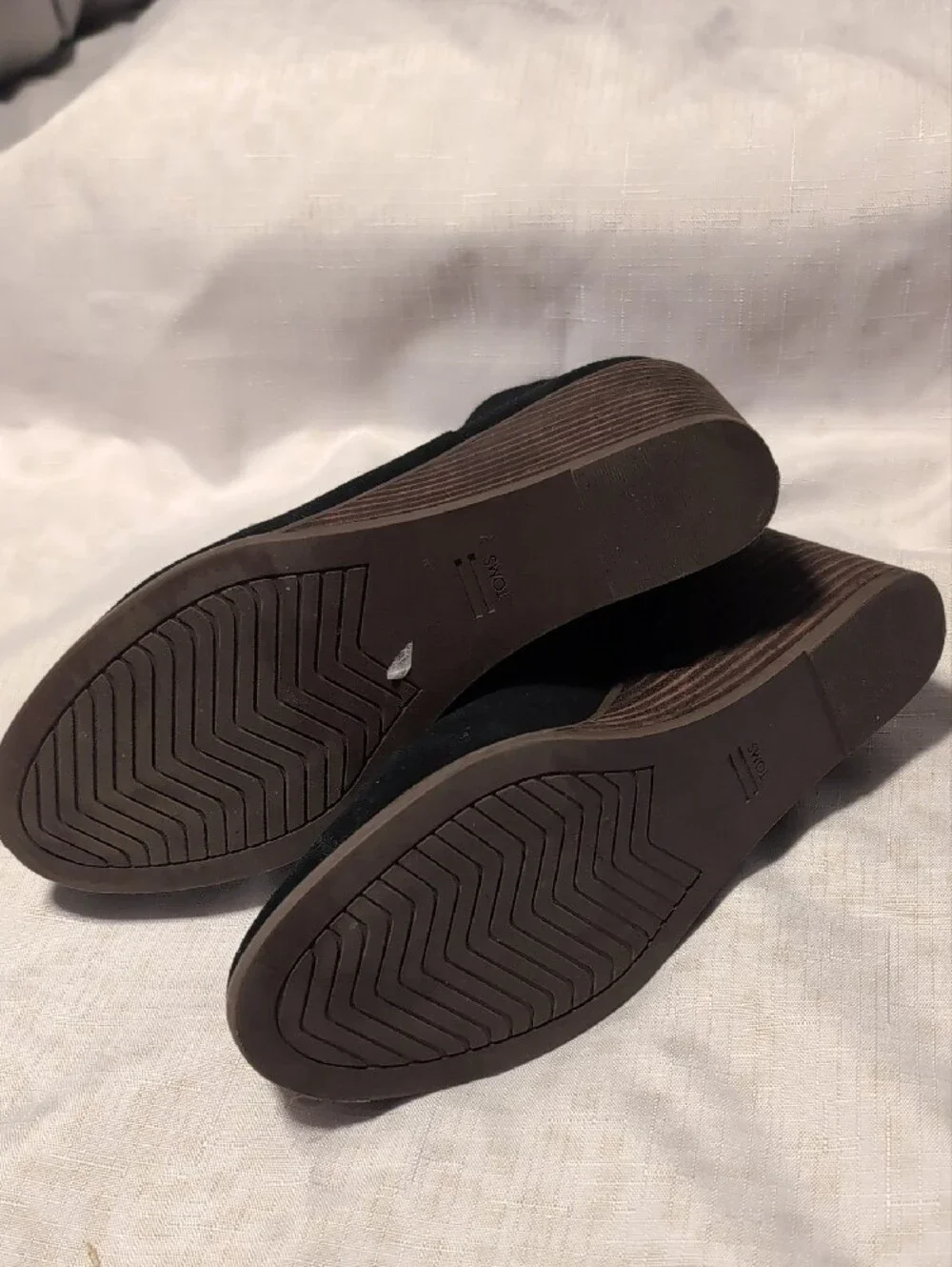 Toms Black Suede Sadie Wedge Ankle Booties